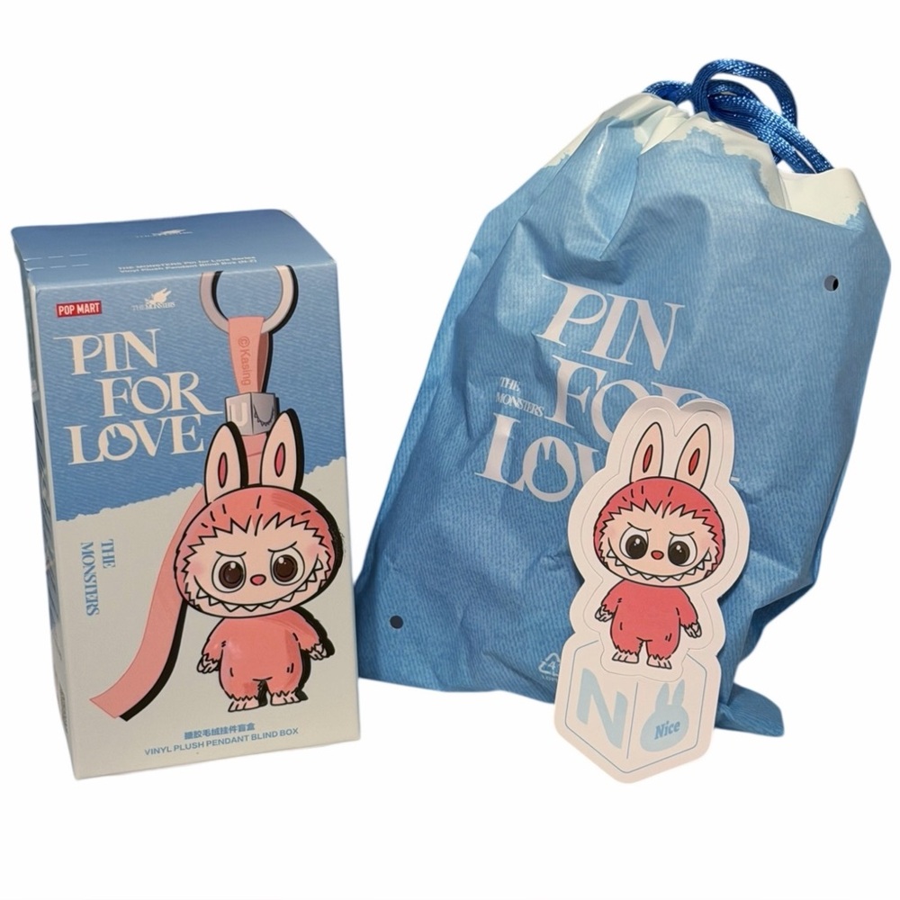 POP MART Labubu V4 The Monsters Pin For Love Alphabet Plush Pendant - Letter N